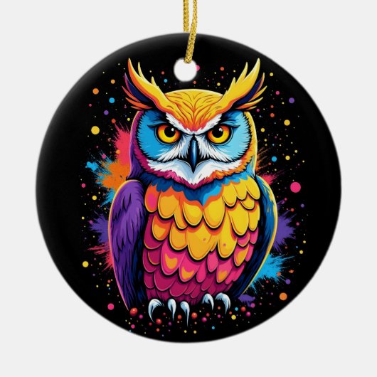 Niedliche Eukalyptuskunst Owl Nocturnal Bird Lover Keramik Ornament (Vorne)
