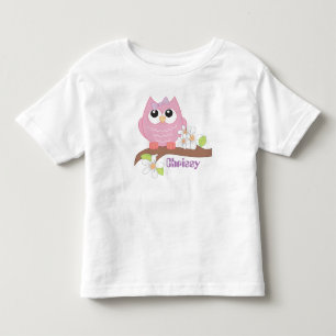 Niedliche Eule addieren Namenskleinkindmädchen-T Kleinkind T-shirt