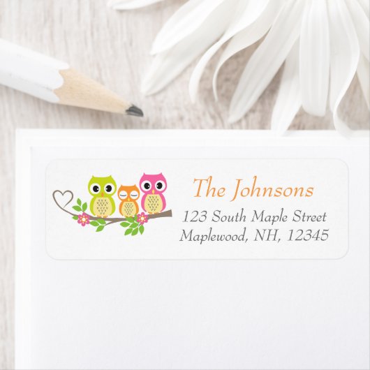 niedliche Eule adressieren Etiketten in weiß (Insitu)