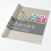 Niedliche Eule auf Branch Baby Girl oder Boy Dusch Geschenkpapier (Ungerollt)