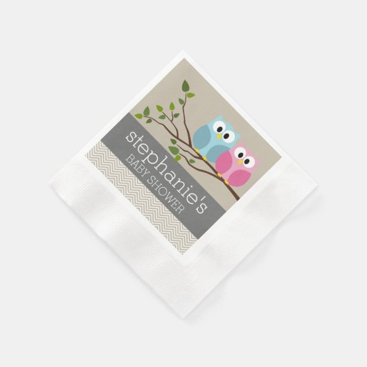 Niedliche Eule auf Branch Baby Girl oder Boy Dusch Serviette (Ecke)