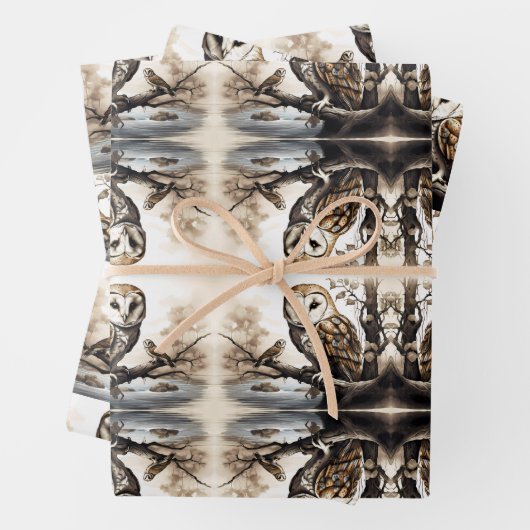 Niedliche Eule auf einem Zweig Geschenkpapier Set (Beispiel)