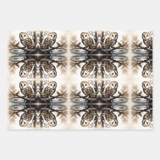 Niedliche Eule auf einem Zweig Geschenkpapier Set (Vorderseite)
