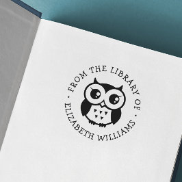 Niedliche Eule aus der Buchbibliothek hinzufügen Gummistempel