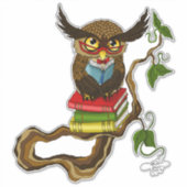 Niedliche Eule-Bücher Aufkleber (Vorderseite)