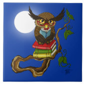 Niedliche Eule-Bücher Fliese (Vorderseite)