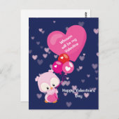 Niedliche Eule, die mein Valentinin sein wird Postkarte (Vorne/Hinten)