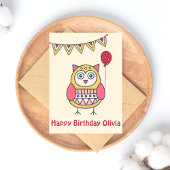 Niedliche Eule - farbenfrohe Kinder Geburtskarte Postkarte