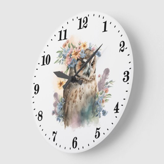 niedliche Eule Große Wanduhr (Winkel)