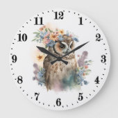 niedliche Eule Große Wanduhr (Vorderseite)