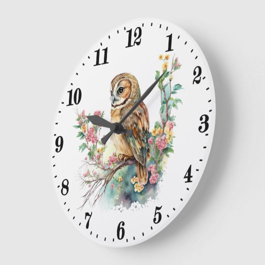 niedliche Eule Große Wanduhr (Winkel)