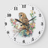 niedliche Eule Große Wanduhr (Vorderseite)