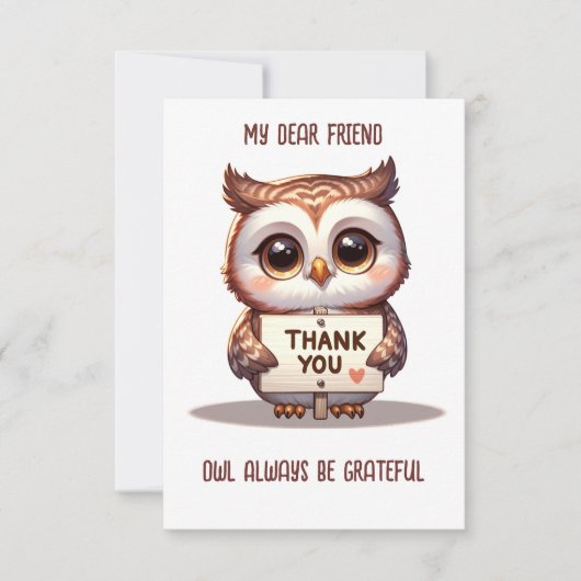 Niedliche Eule immer dankbar lustig Danke Karte (Vorderseite)