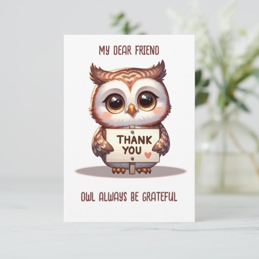 Niedliche Eule immer dankbar lustig Danke Karte (Stehend Vorderseite)