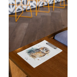 Niedliche Eule in Aquarell, Zwischenablage Klemmbrett