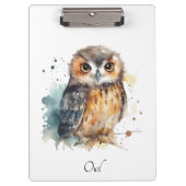 Niedliche Eule in Aquarell, Zwischenablage Klemmbrett (Vorderseite)