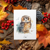 Niedliche Eule in Aquarellfarbe, anpassbar Einladung