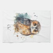 Niedliche Eule in Aquarellfarbe, anpassbar Geschirrtuch (Horizontal)
