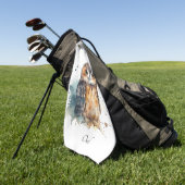 Niedliche Eule in Aquarellfarbe, anpassbar Golfhandtuch (Gras)