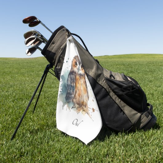 Niedliche Eule in Aquarellfarbe, anpassbar Golfhandtuch (Gras)