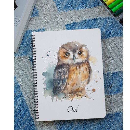 Niedliche Eule in Aquarellfarbe, anpassbar Notizblock