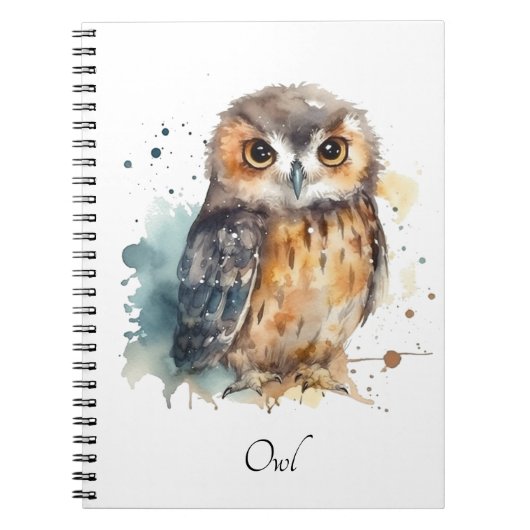 Niedliche Eule in Aquarellfarbe, anpassbar Notizblock (Vorderseite)