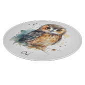 Niedliche Eule in Aquarellfarbe, anpassbar Schneidebrett (Ecke)