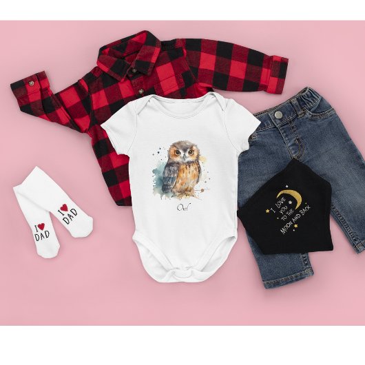 Niedliche Eule in Aquarellfarbe Baby Strampler