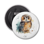 Niedliche Eule in Aquarellfarbe Flaschenöffner (Vorderseite)