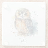 Niedliche Eule in Aquarellfarbe Glasuntersetzer (Rückseite)
