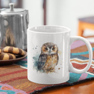 Niedliche Eule in Aquarellfarbe Kaffeetasse