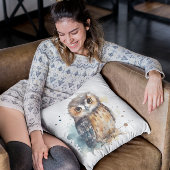 Niedliche Eule in Aquarellfarbe Kissen