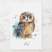 Niedliche Eule in Aquarellfarbe Lebensmitteletikett (Einzelnes Label)