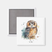 Niedliche Eule in Aquarellfarbe Magnet (Vorderseite/Rückseite)