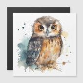 Niedliche Eule in Aquarellfarbe Magnetkarte (Vorne/Hinten)