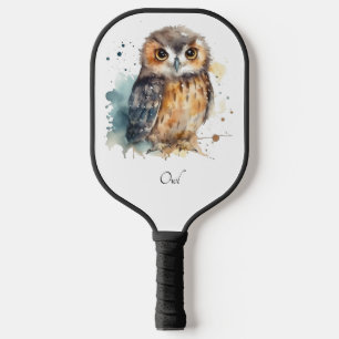 Niedliche Eule in Aquarellfarbe Pickleball Schläger