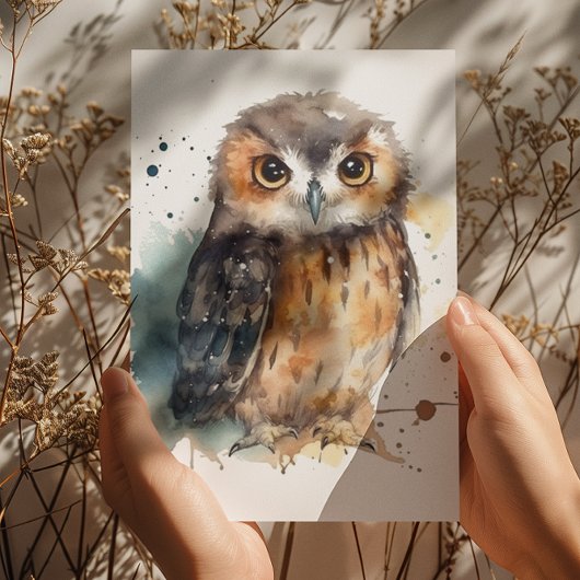 Niedliche Eule in Aquarellfarbe Postkarte
