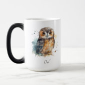 Niedliche Eule in Aquarellfarbe Verwandlungstasse (Links)