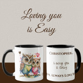 Niedliche Eule lieben personalisierten Namen braun Tasse