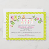 niedliche Eule Mädchen Dusche Einladung (Vorderseite)