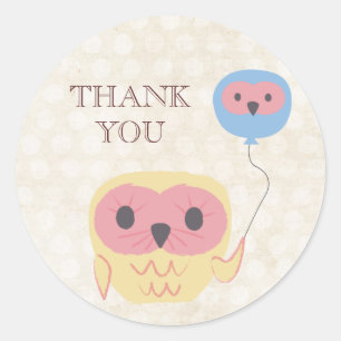 Niedliche Eule mit Ballon Party Danke Sticker