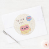 Niedliche Eule mit Ballon Party Danke Sticker (Umschlag)