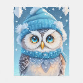 Niedliche Eule mit blauer Hutabbildungen Fleecedecke (Vorderseite)