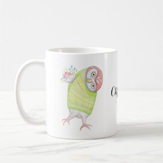 Niedliche Eule mit Blume Valentinstag Kaffeetasse (Links)