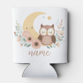 Niedliche Eule mit Mond Dosenkühler (Rückseite)