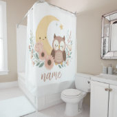 Niedliche Eule mit Mond Duschvorhang (Beispiel)