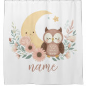 Niedliche Eule mit Mond Duschvorhang (Vorderseite)