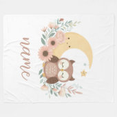 Niedliche Eule mit Mond Fleecedecke (Vorderseite (Horizontal))