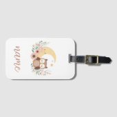 Niedliche Eule mit Mond Gepäckanhänger (Vorderseite (Horizontal))