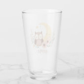 Niedliche Eule mit Mond Glas (Rückseite)